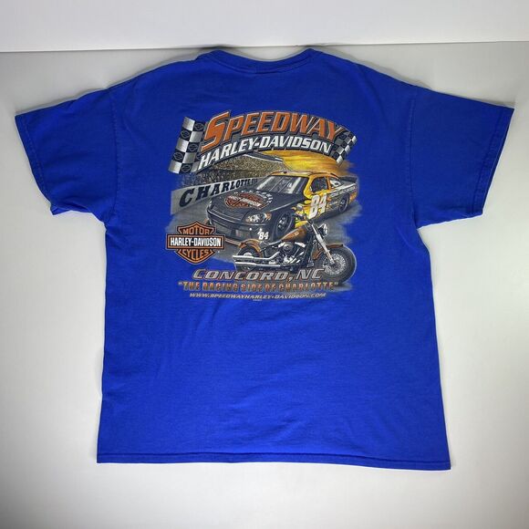 Harley Davidson T Shirt Sz L Racing Side Of Charlotte Concord NC Motorcycle Car - Picture 4 of 12